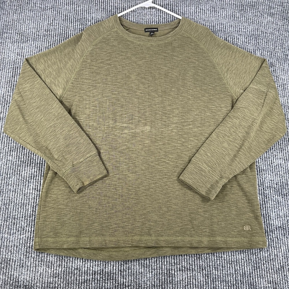 Banana‎ Republic Mens Sweater 2XL XXL Green Long Sleeve Lightweight Warm Soft